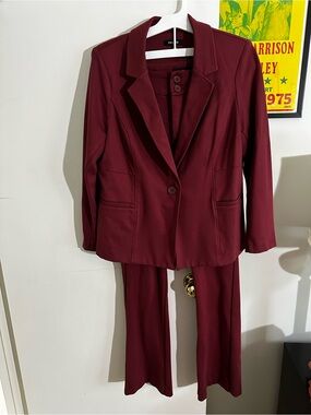 Women's Burgundy Pantsuit Blazer & Trousers from Torrid